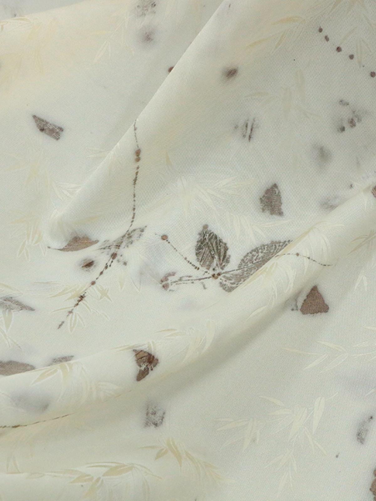 TURAYE - 19 Momme Handmade Jacquard Plant Dye Leaf Pattern Jacquard Perforated Silk Fabric Silk Rayon Blend - 128cm wide by the Yard