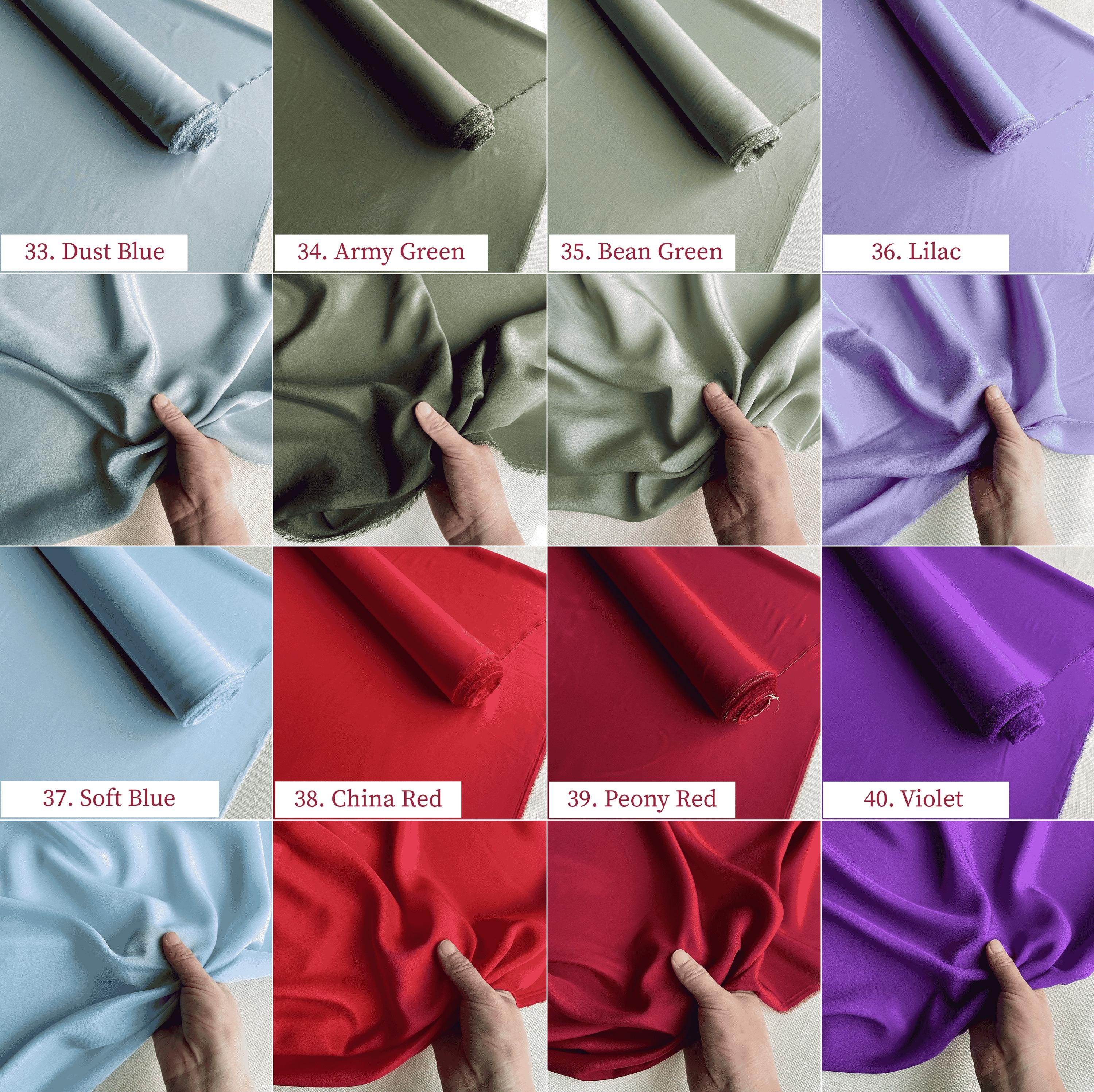 Silk Crepe de Chine, 12 momme 60 solid colors, regular supply silk fabric, 140cm wide by the yard