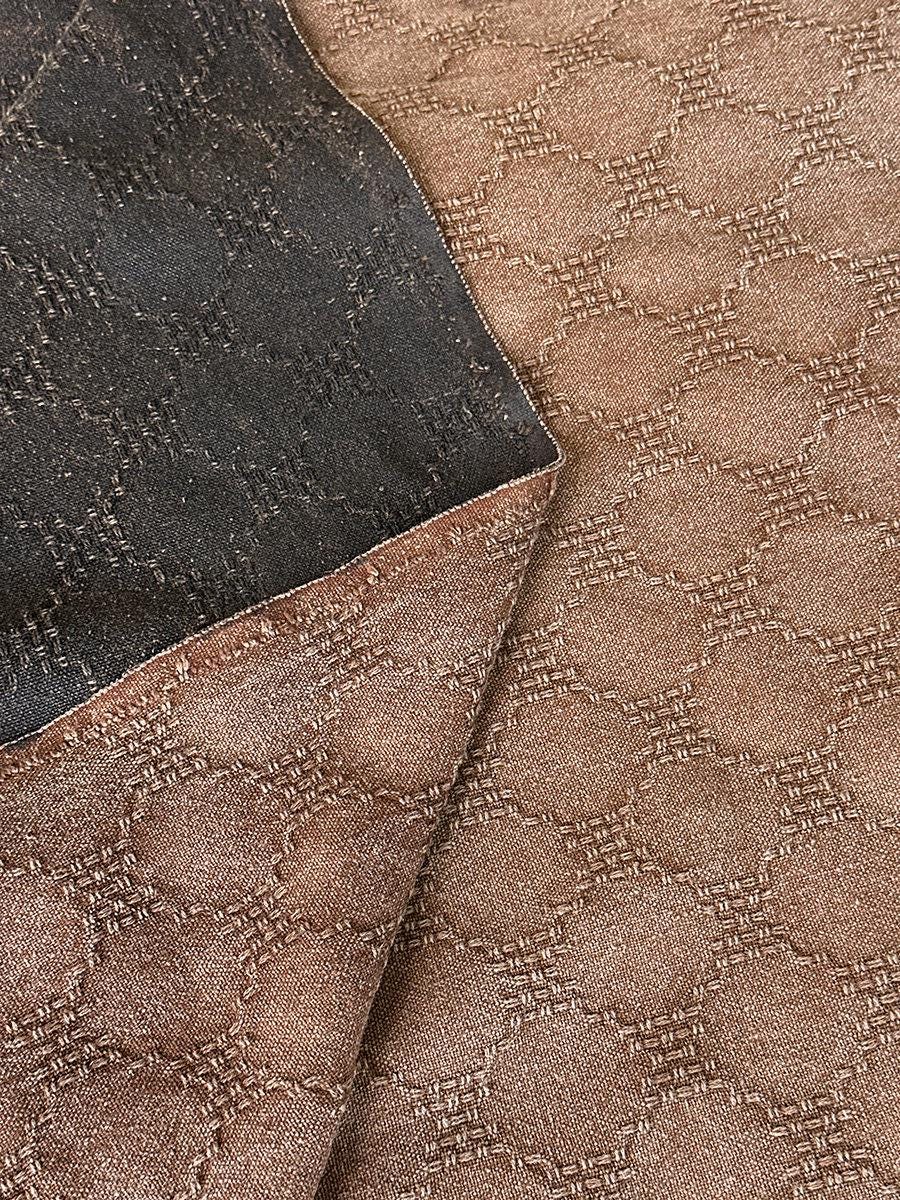 XYKTHG - 50 Momme Brown Jacquard Tussah Mud Silk Fabric, 90cm wide by the Yard