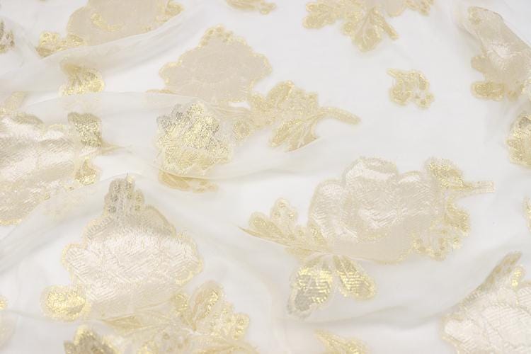 JFHBDH - 8 Momme Golden Thread Weave Silk Georgette Fabric - 112cm wide by the Yard