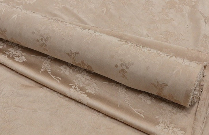 RUINI - Handmade Jacquard Plant Dye Silk Fabric - 130cm wide by the Yard
