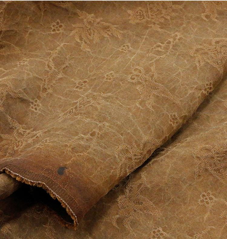 OSEGUW- 15 Momme Handmade Primary Color Cracks  Jacquard Plant Dye Mud Silk Fabric, 114cm by the Yard