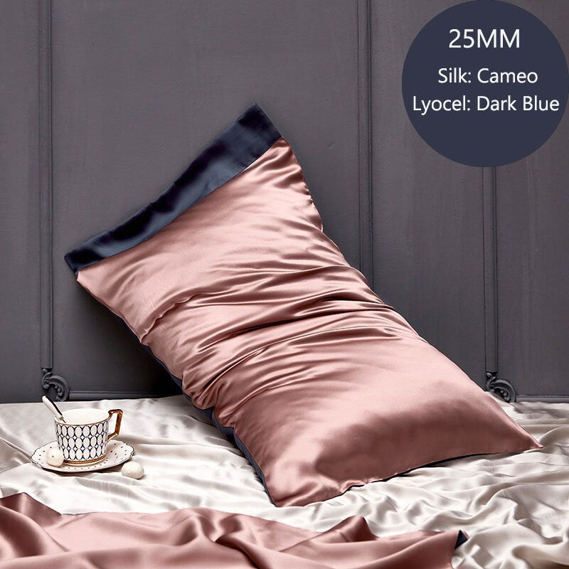 Mother's Day Gifts, 25mm Silk + Lyocell Pillowcase, 100% 6A Pure Silk Anti Ageing/Sleep Crease, for King, Queen and Customized Size Bedding