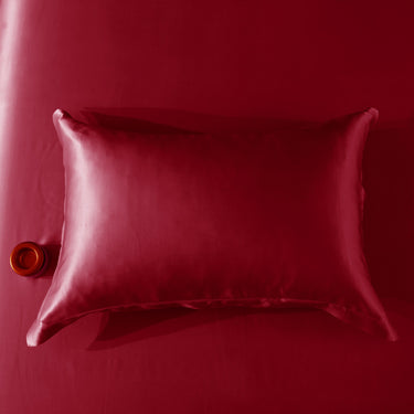 22mm Red Wine Pillowcase, Handmade with 100% 6A Pure Silk, Beauty Sleep Anti Ageing/Wrinkles, for King, Queen, Customized sizes Bedding.