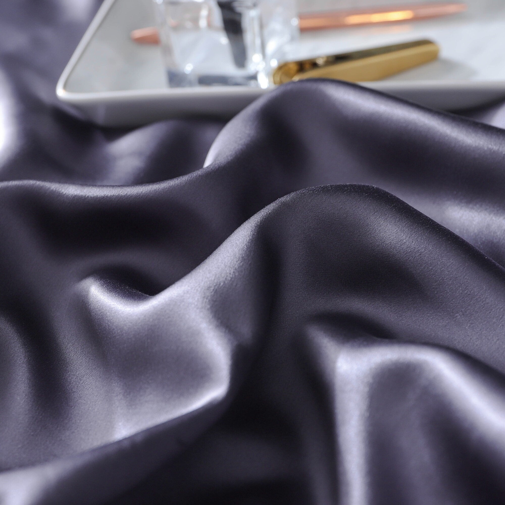 22mm Charcoal Silk Pillowcase, for Better Skin Less Sleep Creases, Handmade with 100% Silk for King, Queen, and Customized Sizes Bedding.