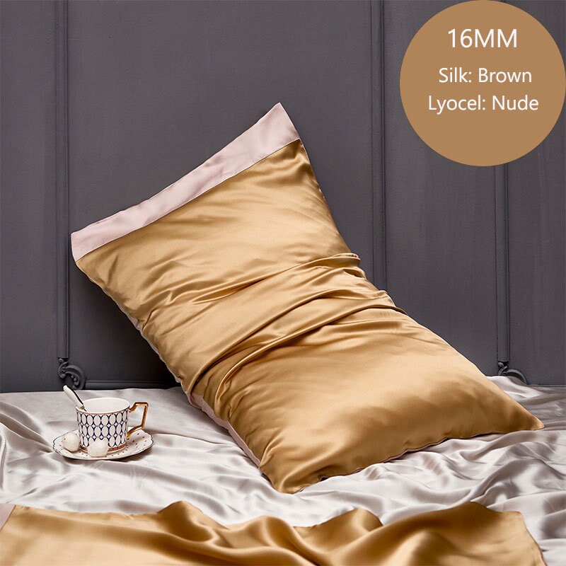 Mother's Day Gifts, 16mm Silk + Lyocell Pillowcase, 100% 6A Pure Silk Anti Ageing/Sleep Crease, for King, Queen and Customized Size Bedding