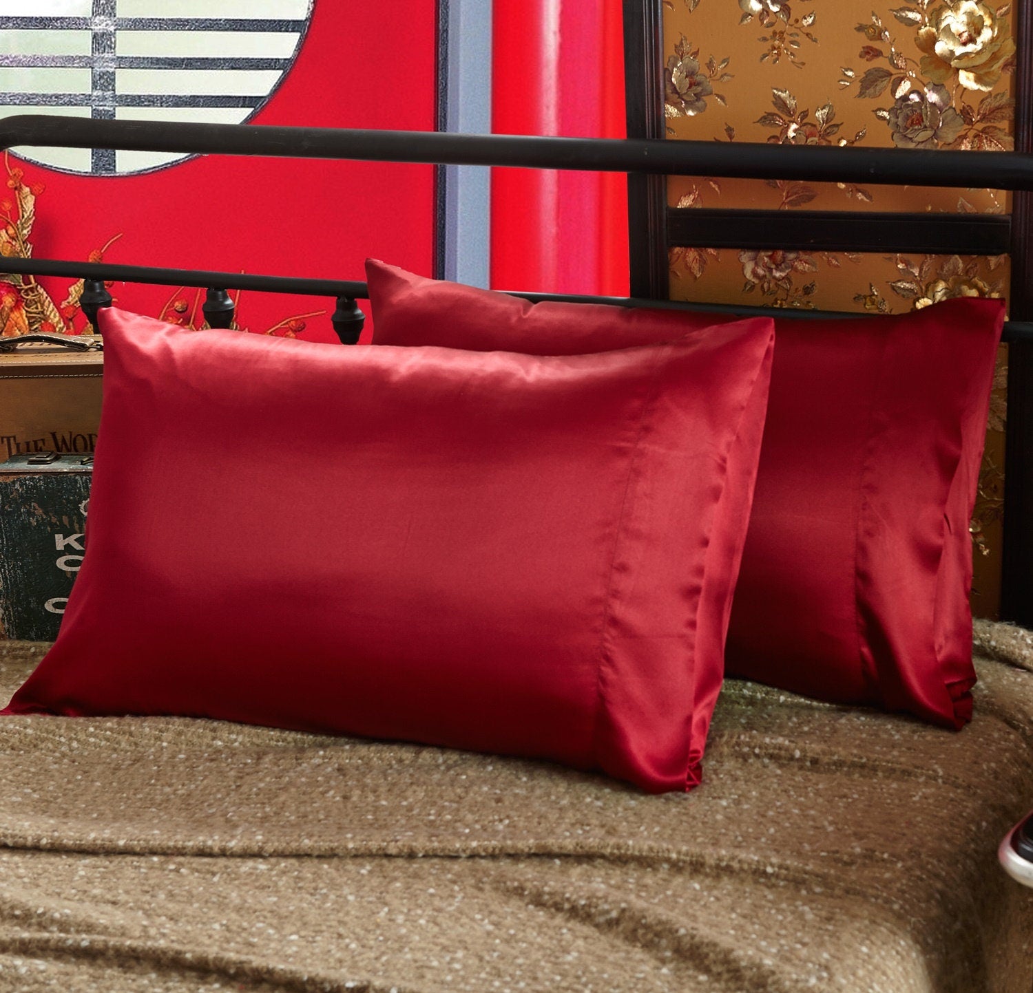 30mm Solid Wine Red, Handmade with 100% 6A Pure Silk, Beauty Sleep Anti Ageing/Wrinkles, for King, Queen, Customized sizes Bedding.