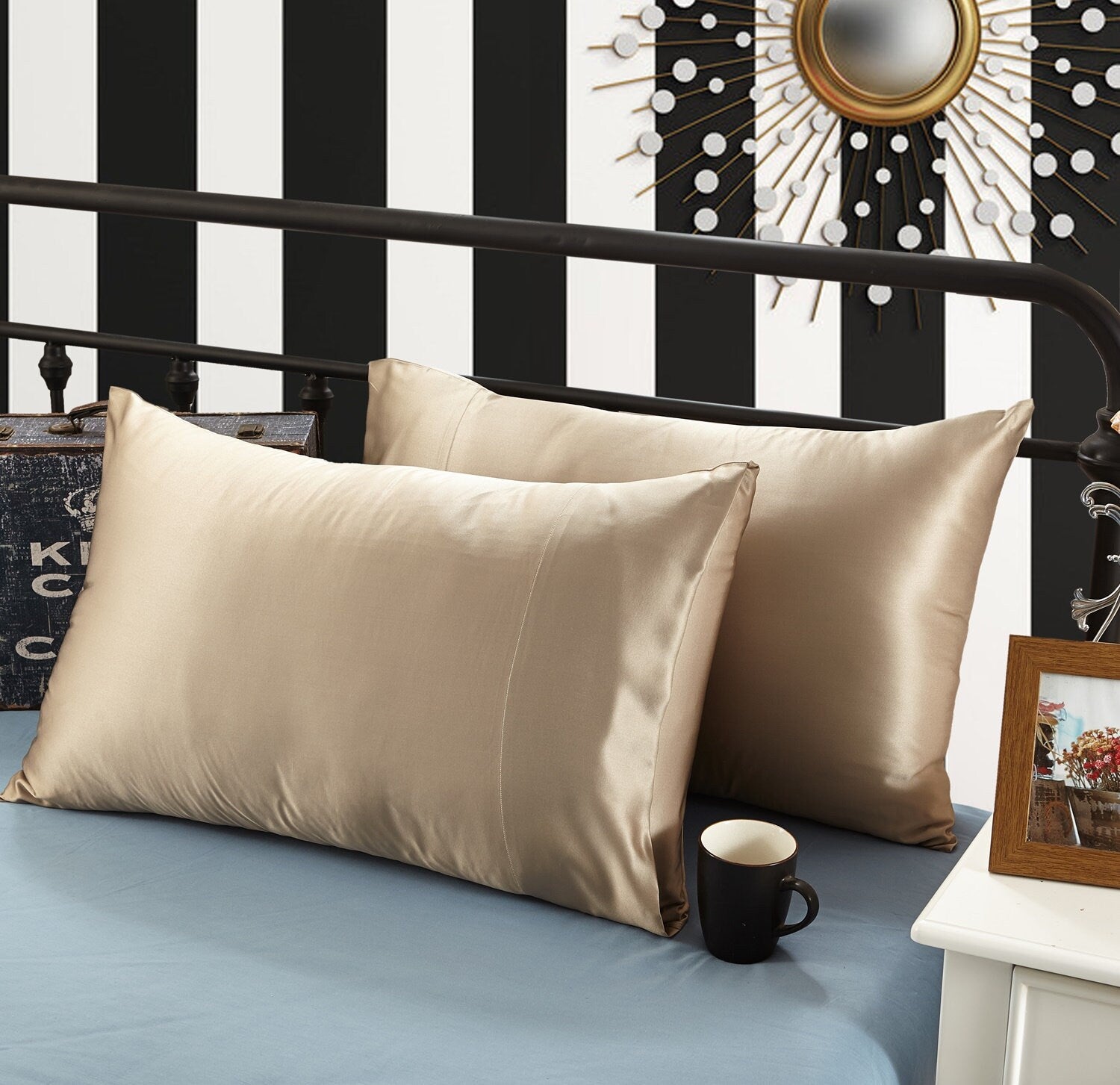 30mm Solid Cream Coffee, Handmade with 100% 6A Pure Silk, Beauty Sleep Anti Ageing/Wrinkles, for King, Queen, Customized sizes Bedding.