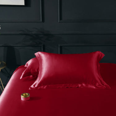 22mm Red Wine Pillowcase, Handmade with 100% 6A Pure Silk, Beauty Sleep Anti Ageing/Wrinkles, for King, Queen, Customized sizes Bedding.