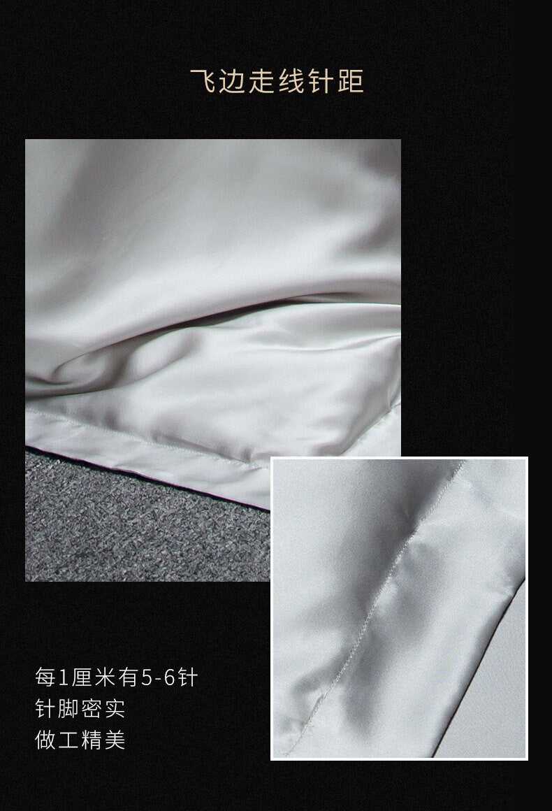 Pure silk duvet cover in Smoky Gray 22 momme thickness, Smooth, Natural, Sleep beauty Silk Bedding for King, queen, custom size.