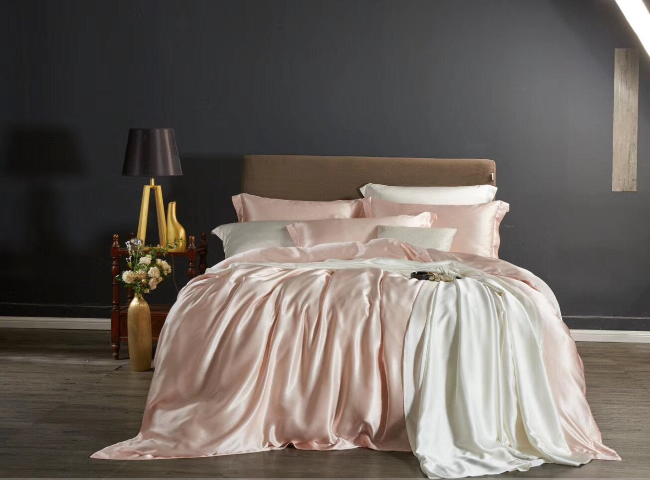 RESERVED ORDER - Sakura Pink Set - 100% Pure 6A Silk, 25mm smooth, natural, sleep beauty Silk Bedding for King, queen, custom size.