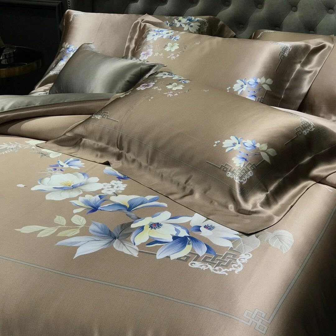 25mm 100% Pure Silk, Digital Printing, Handmade Mulberry Silk Duvet Cover, Super Luxury Smooth Silk Bedding for King, Queen, Custom sizes.