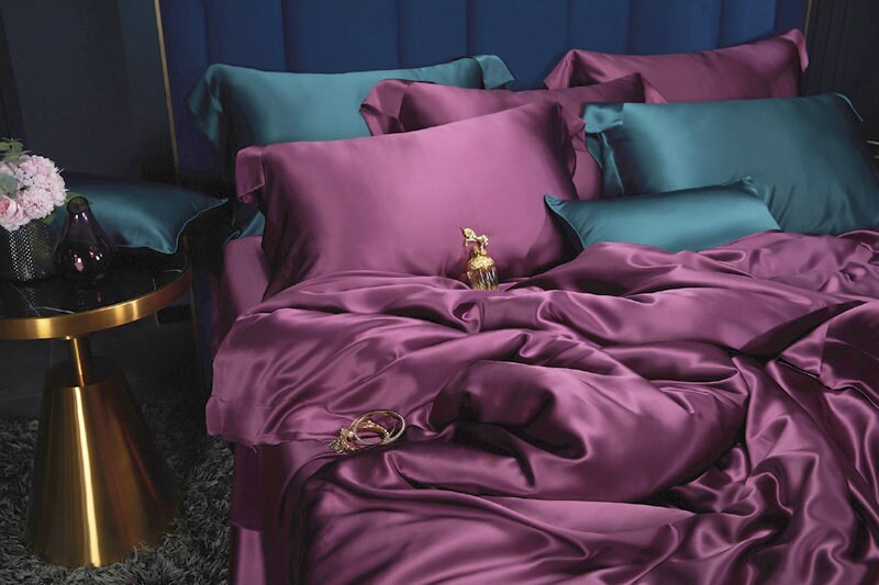 Handmade Duvet Cover in Purple 100% Pure 6A Silk, 25mm smooth, natural, sleep beauty Silk Bedding for King, queen, custom size.