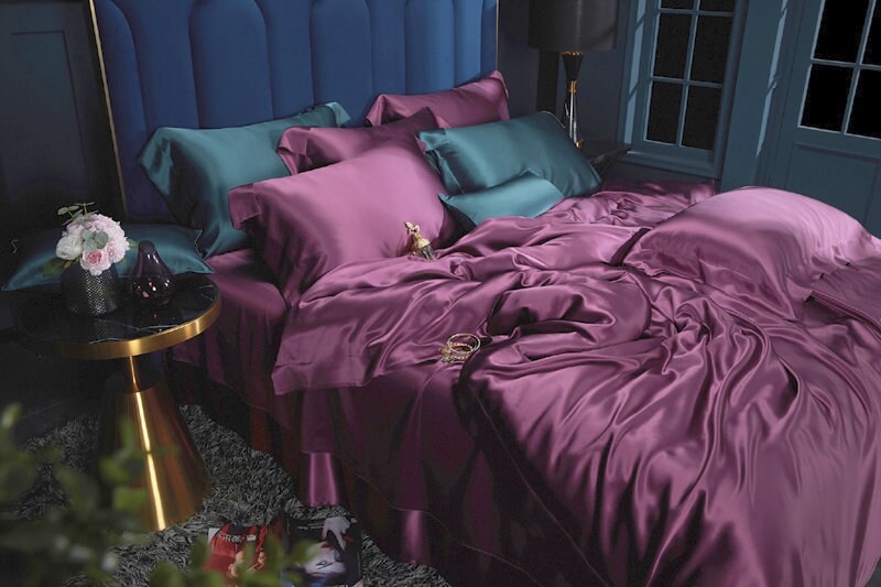 Handmade Duvet Cover in Purple 100% Pure 6A Silk, 25mm smooth, natural, sleep beauty Silk Bedding for King, queen, custom size.