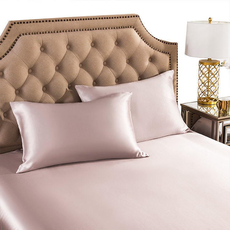 Bedding Set 4 pieces pure silk Queen size, French Stylish 22mm Solid Color, Nude Sleep/Anti-Wrinkles/Sleep SPA/Beautiful Luxury GIFT for Her
