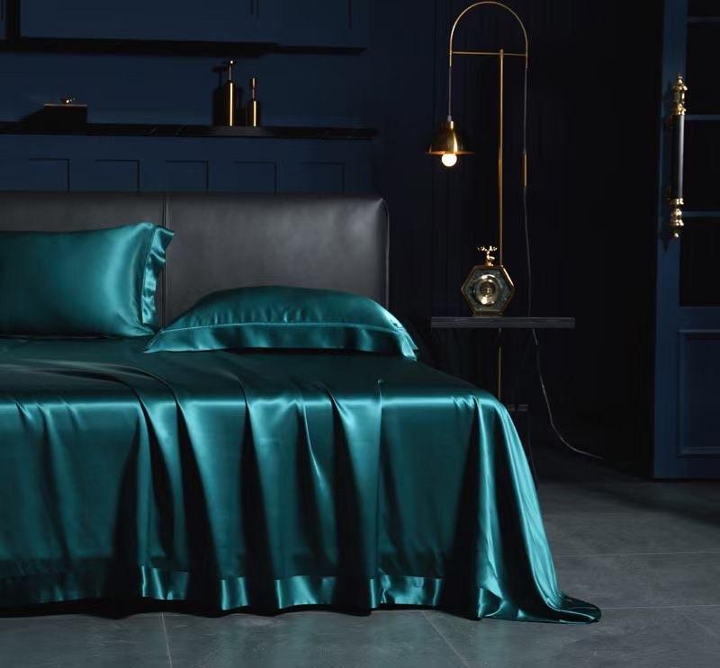 Super Luxury Silk Bedding Set,Oxford Style with detailed Lace Purfle. Anniversary Gift for HER.