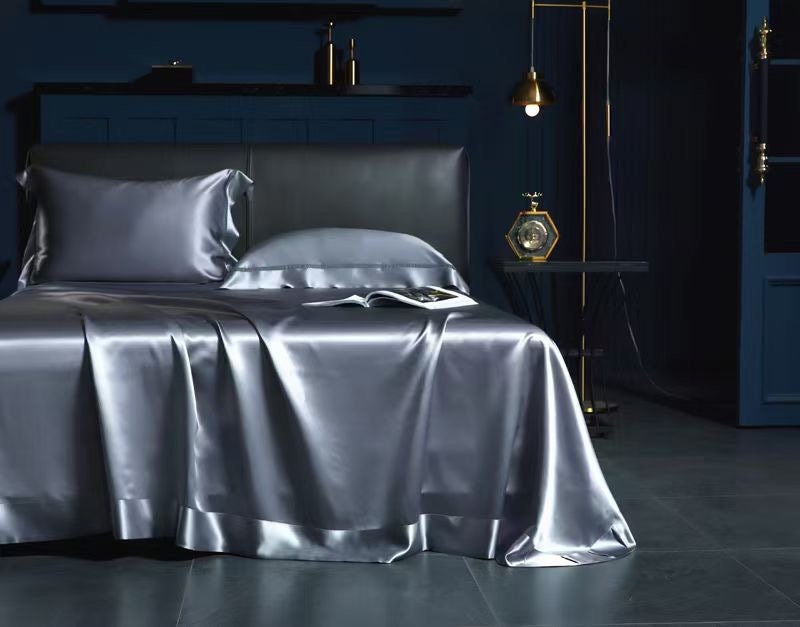 Super Luxury Silk Bedding Set,Oxford Style with detailed Lace Purfle. Anniversary Gift for HER.