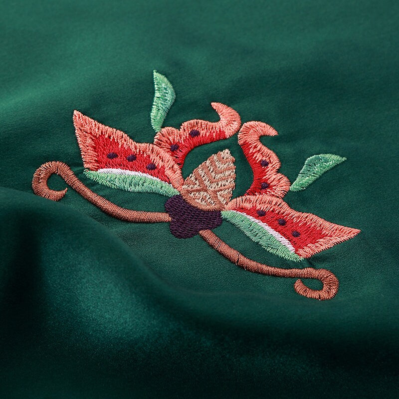 Embroidery floral pillowcase/New fashion silk pillowcase/Ruby and jade tradtional Chinese silk pillow slip, one pair.