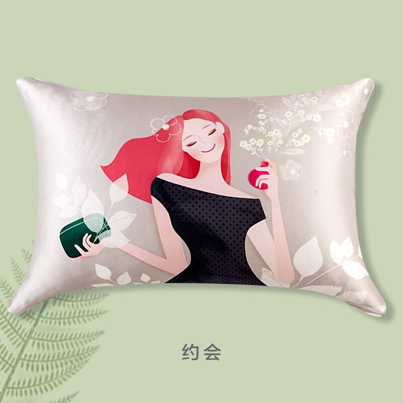 Best Sell in China Fashion Girls 100% Mulberry Silk Pillow Slip,Luxury Silk Pillow Cover,Beautiful 2 Pieces Queen Size Gift Silk Pillowcase.