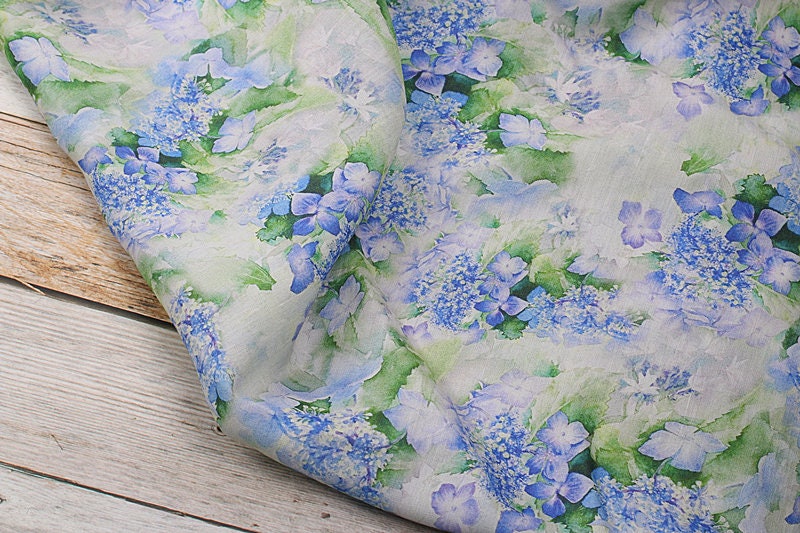 QINGSHUILV - Flower Print Ramie Fabric By the Yard