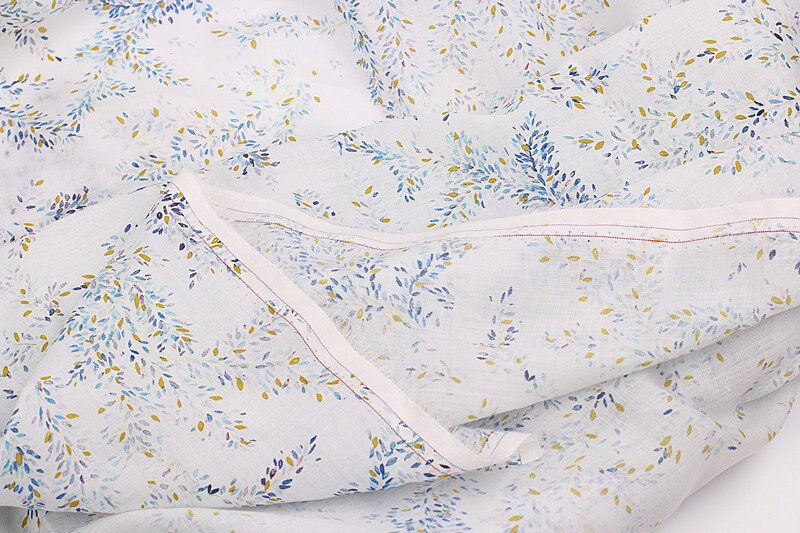 TIANYUAN - Flowers Print Ramie Fabric - 140cm wide by the Yard