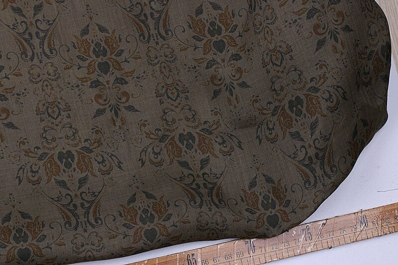 HEHUI - Flowers Print Ramie Fabric - 140cm wide by the Yard