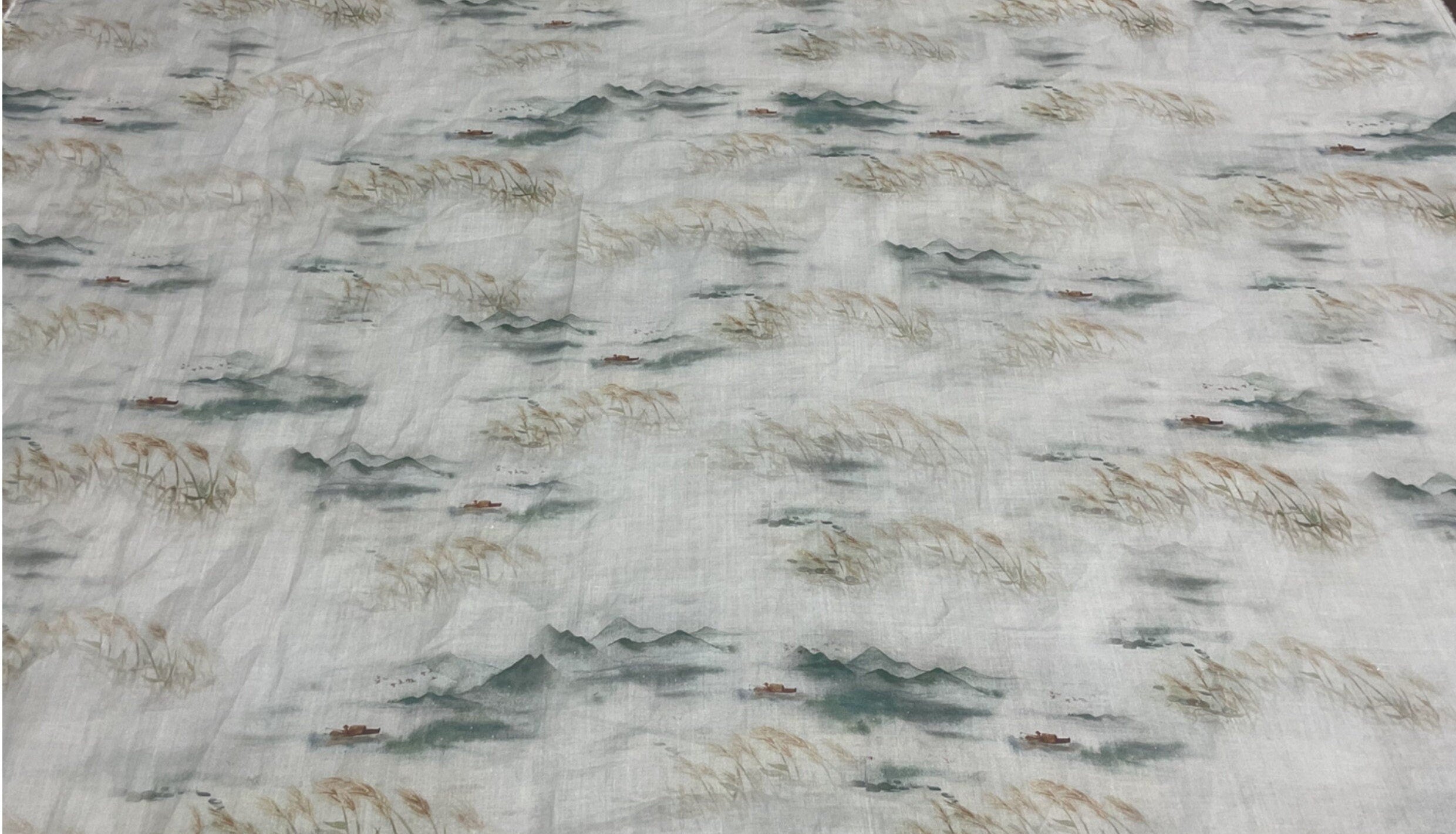 YUZHOU - Landscape ink Printing 42 Thread Count Ramie Fabric - 140cm wide by the Yard