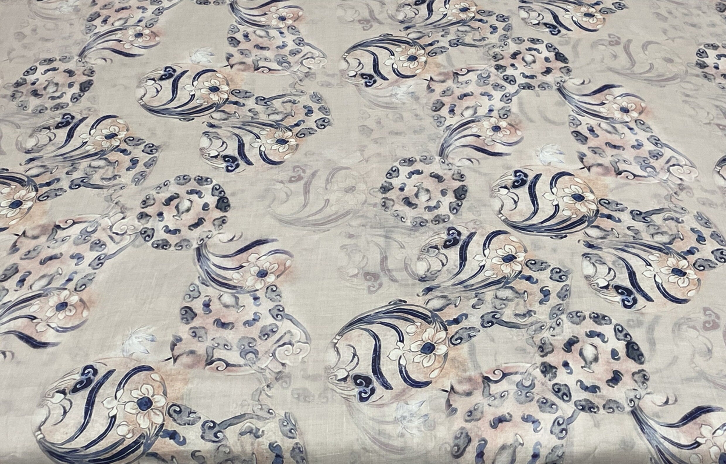 QINHUACI - Digital Printing 42 Thread Count Ramie Fabric - 140cm wide by the Yard