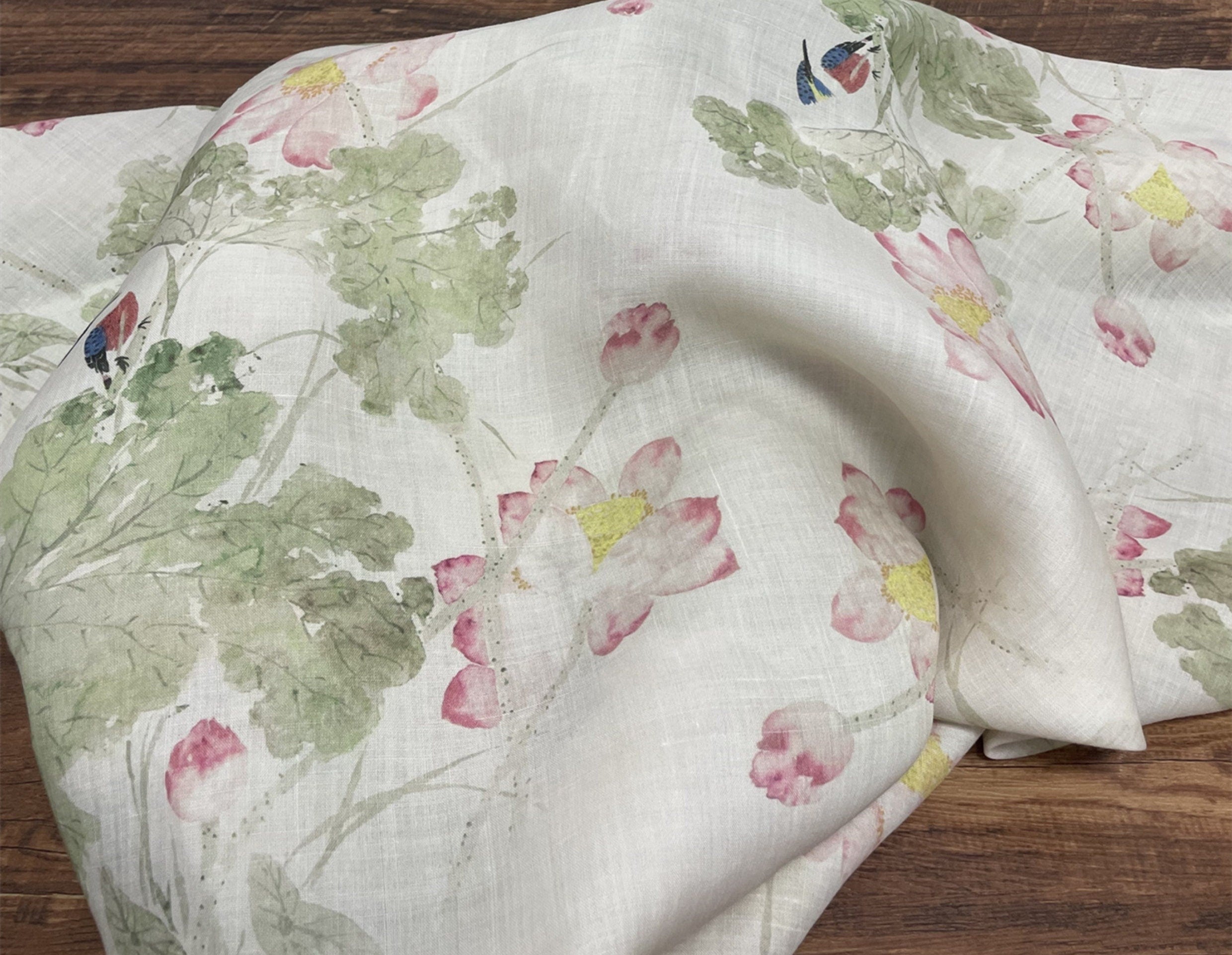 CHAXIANG - Digital Printing 42 Thread Count Ramie Fabric - 140cm wide by the Yard