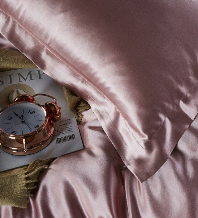 WISTFUL MAUVE - 25 Momme Mulberry Silk Bedding, Silk Duvet Cover, Silk Fitted Sheet, Silk Flat Sheet, Silk Pillowcase, 100% SILK