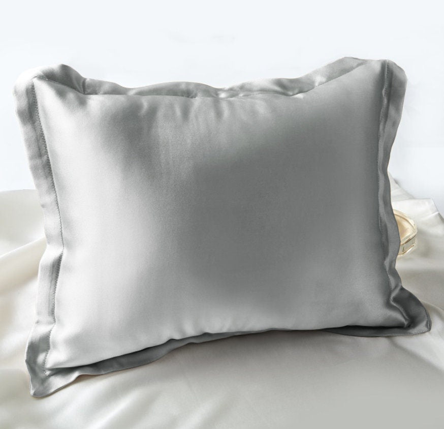 PILLOW CASE 100% silk OXFORD with 1" flange - body pillow genuine silk pillowcase Anti-wrinkle Queen King Standard sizes body cover