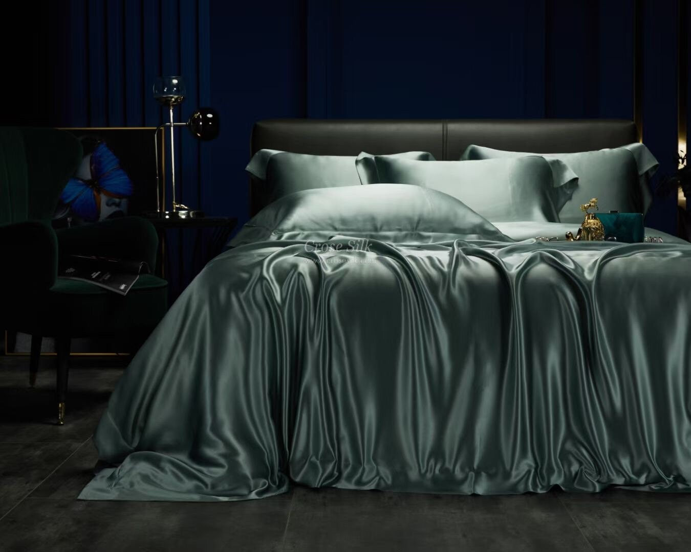 LILY PAD  - 25 Momme Mulberry Silk Bedding, Silk Duvet Cover, Silk Fitted Sheet, Silk Flat Sheet, Silk Pillowcase, 100% SILK