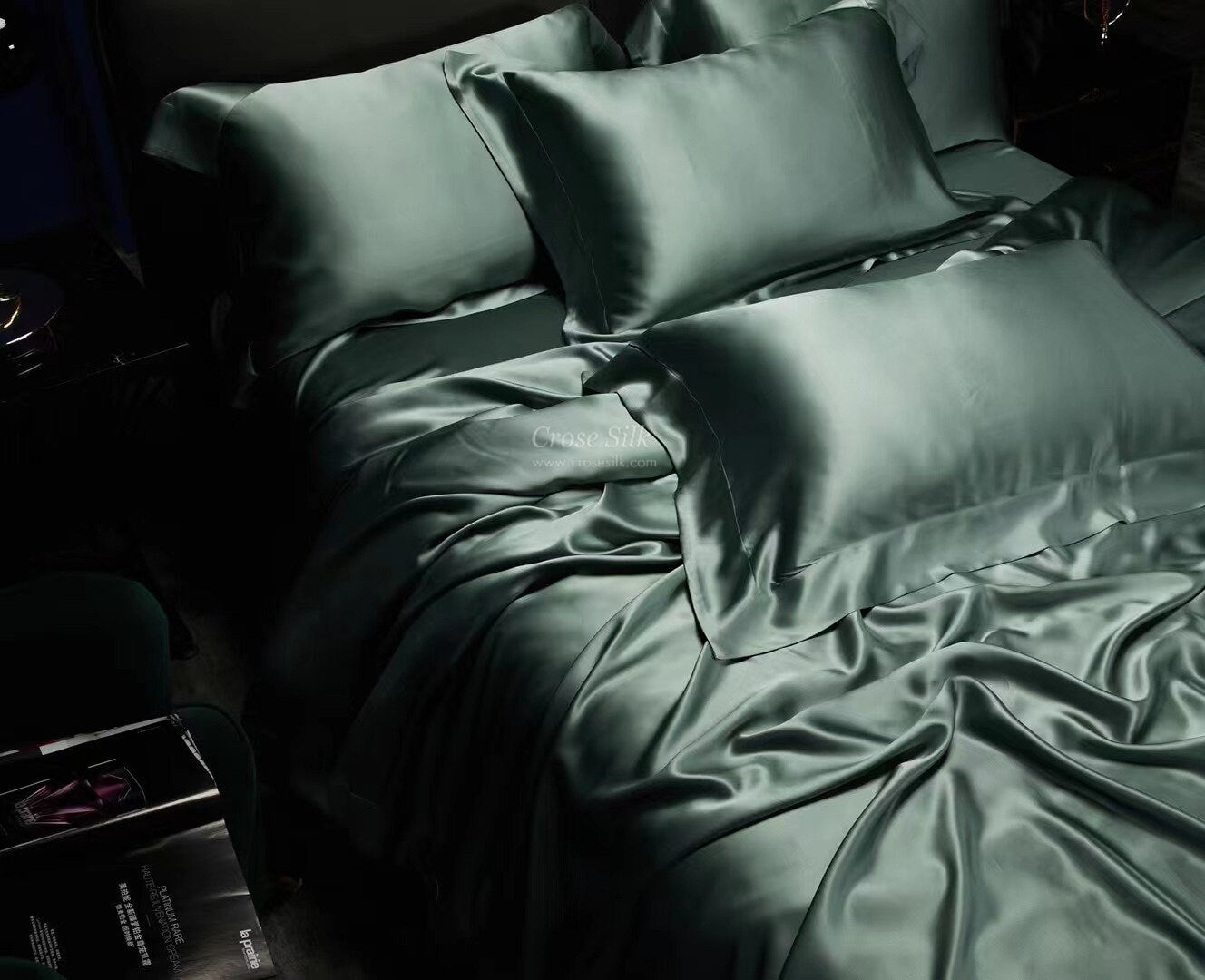 LILY PAD  - 25 Momme Mulberry Silk Bedding, Silk Duvet Cover, Silk Fitted Sheet, Silk Flat Sheet, Silk Pillowcase, 100% SILK