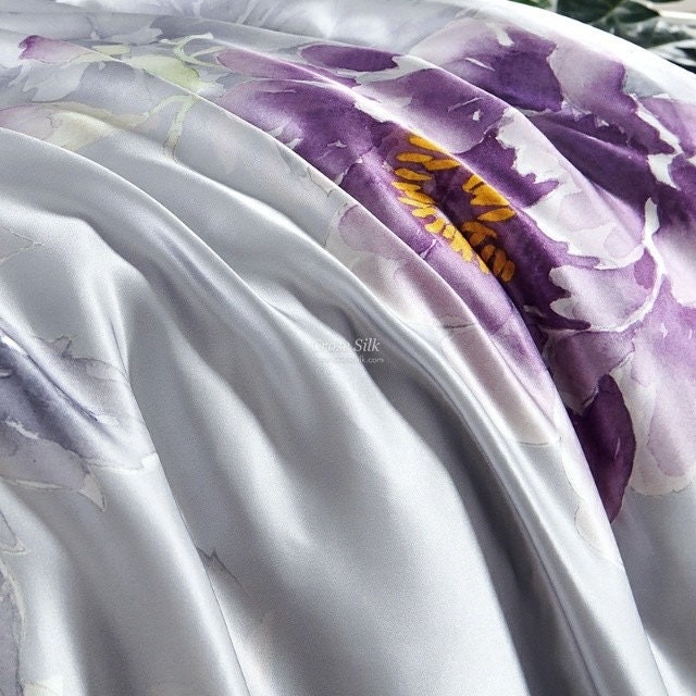 PURPLE PEONY - 16 Momme 100% Silk Bedding 4pcs Suite