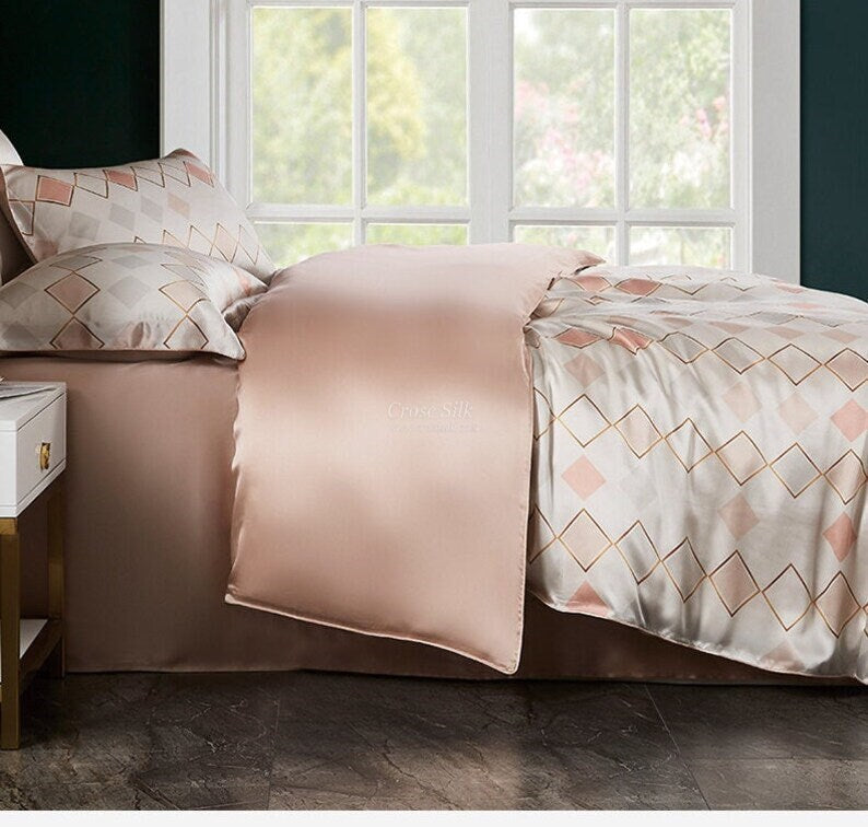 ANNA CHECKS  - 16 Momme 100% Silk Bedding 4pcs Suite