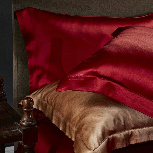 CRIMSON  - 25 Momme Mulberry Silk Bedding, Silk Duvet Cover, Silk Fitted Sheet, Silk Flat Sheet, Silk Pillowcase, 100% SILK