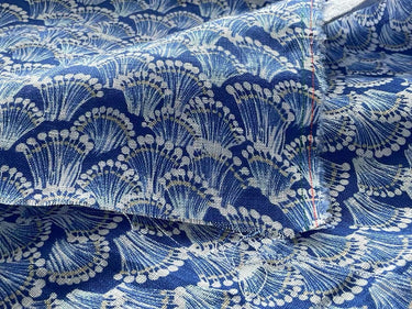 LNYDLBKH - Digtital Print Shell Flower Indigo Dye Style Linen Fabric - 130cm wide by the Yard