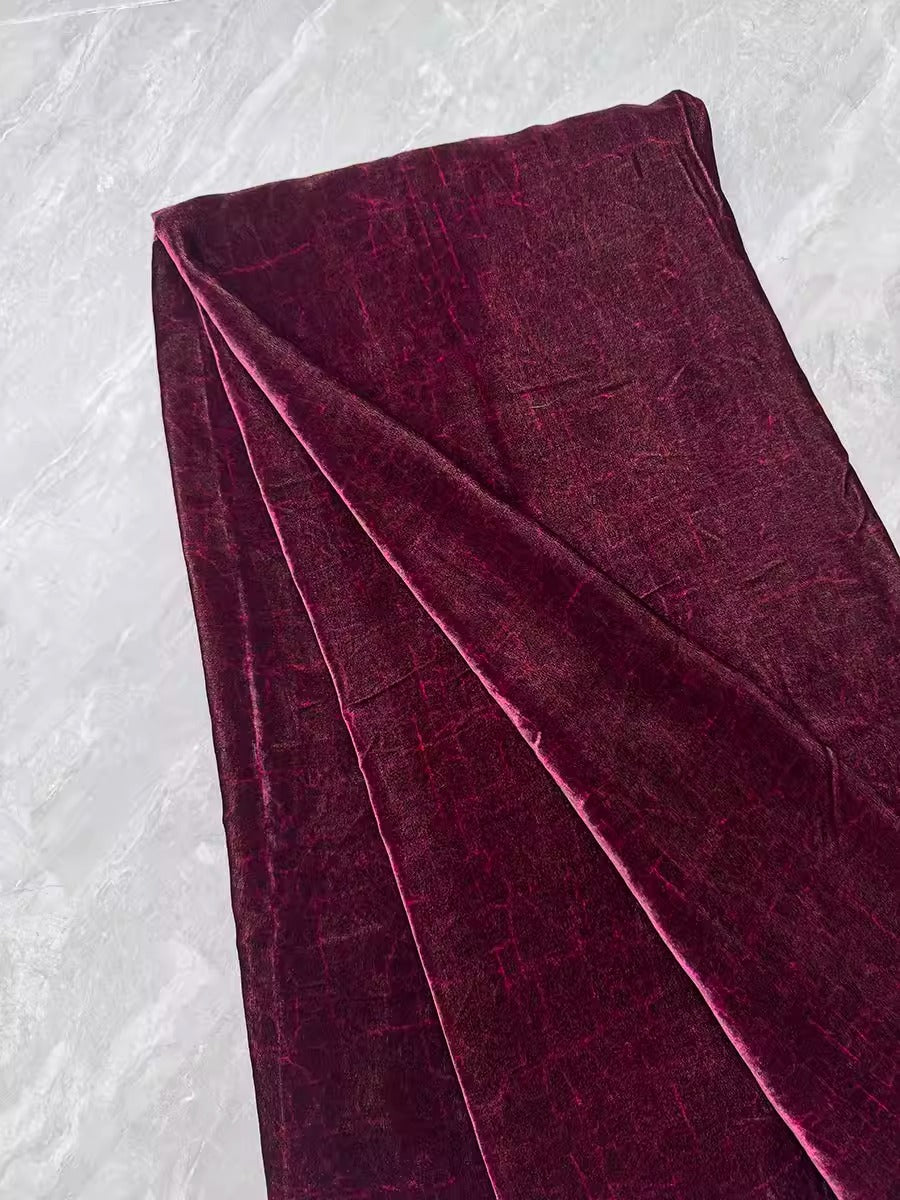 XYYHSR003 - Plant-dyed Print Silk Velvet Fabric, 140cm wide by the Yard