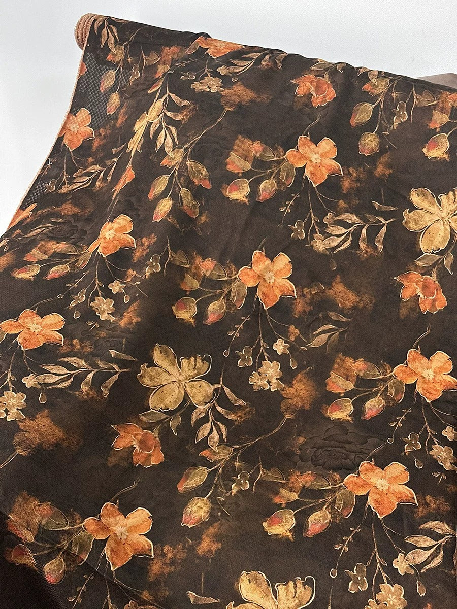 XYYLH - Plant dyed HongYunSha Silk fabric, Openwork HUALUO, 25 momme 110cm wide by the Yard