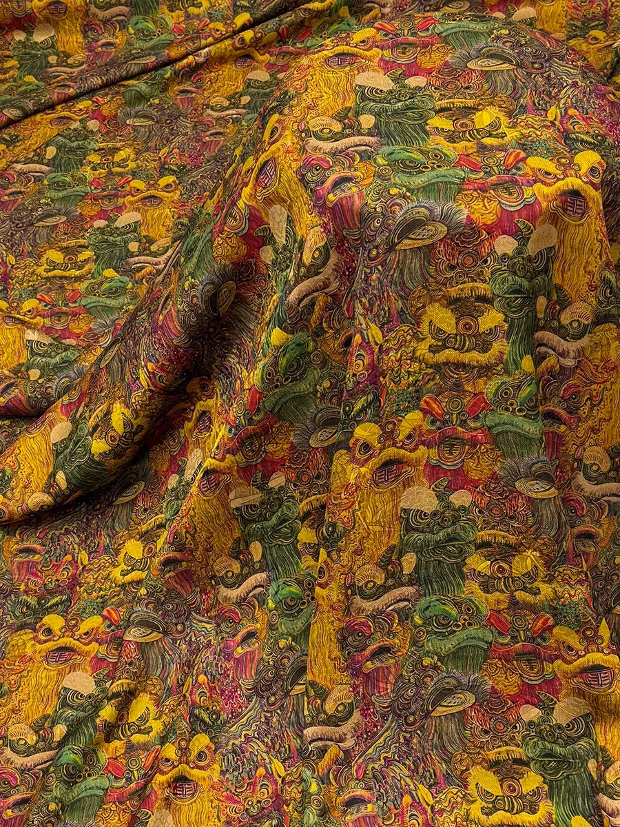 XYXSQL - Plant dyed HongYunSha Silk fabric, Openwork HUALUO, 25 momme 110cm wide by the Yard