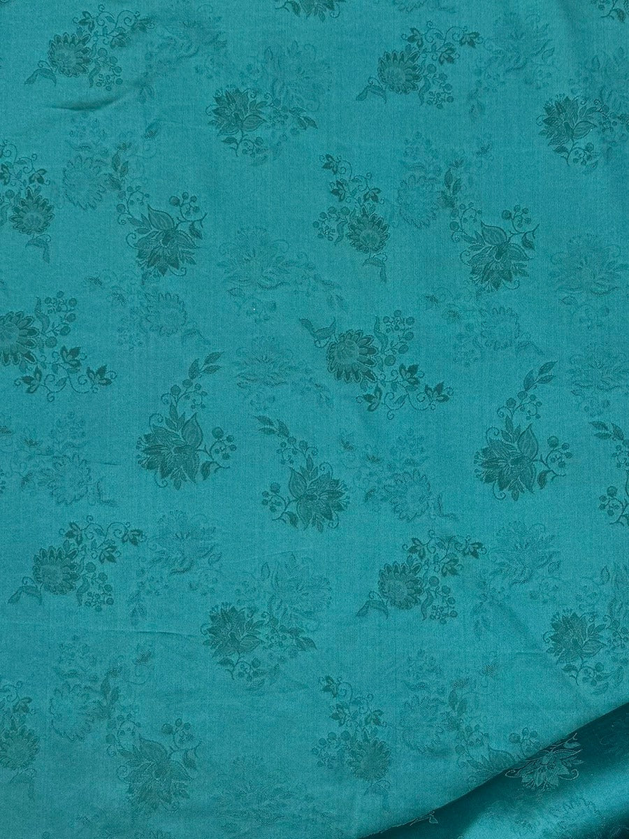 蓝底小花 Mud Silk fabric, Jacquard HUALUO, 25 momme 110cm wide by the Yard