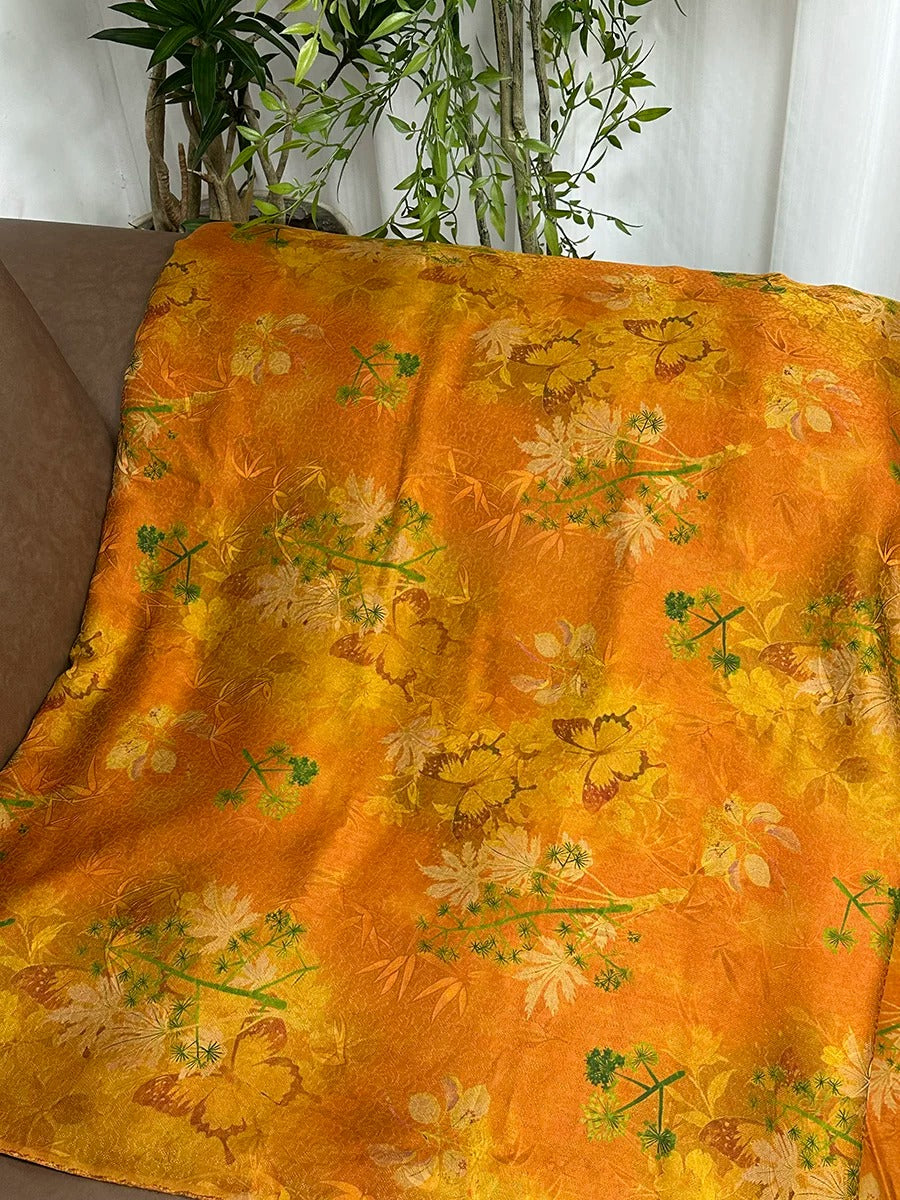 XYJSHDH - Plant dyed HongYunSha Silk fabric, Openwork HUALUO, 26 momme 110cm wide by the Yard