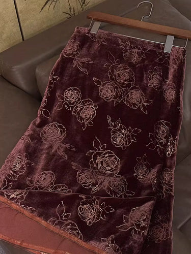 XYYHSR012 - Hot Stamping Metallic Silk Velvet Fabric, 140cm wide by the Yard