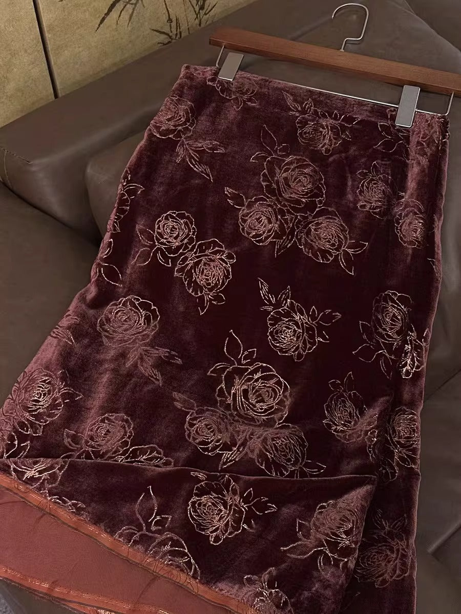 XYYHSR012 - Hot Stamping Metallic Silk Velvet Fabric, 140cm wide by the Yard