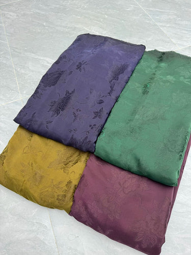 缠枝 Mud Silk fabric, Jacquard HUALUO, 26 momme 110cm wide by the Yard