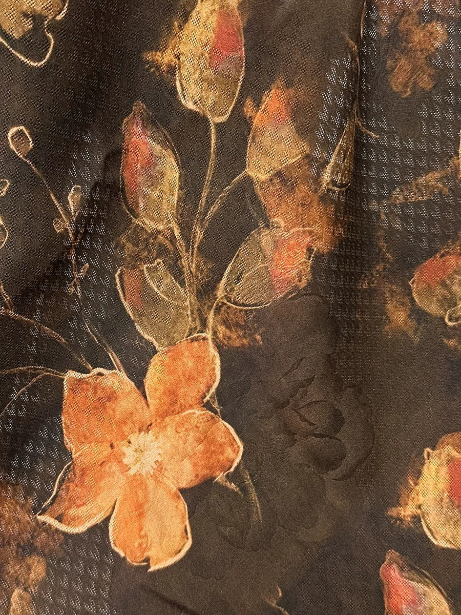 XYYLH - Plant dyed HongYunSha Silk fabric, Openwork HUALUO, 25 momme 110cm wide by the Yard