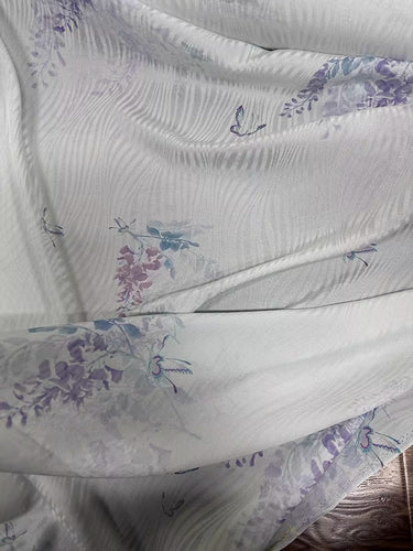 XYLN042 - Leno silk fabric with beautiful prints, flower, 114cm wide by the yard