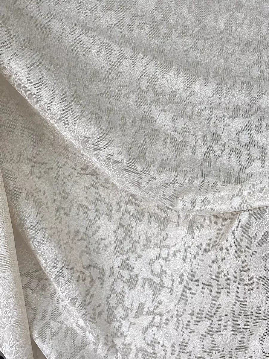 XYLN041 - Leno silk fabric, Gold weave Yarn-dyed, white, 25 momme 114cm wide by the yard