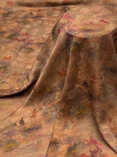 山海经 Mud Silk fabric, Jacquard HUALUO, 26 momme 110cm wide by the Yard
