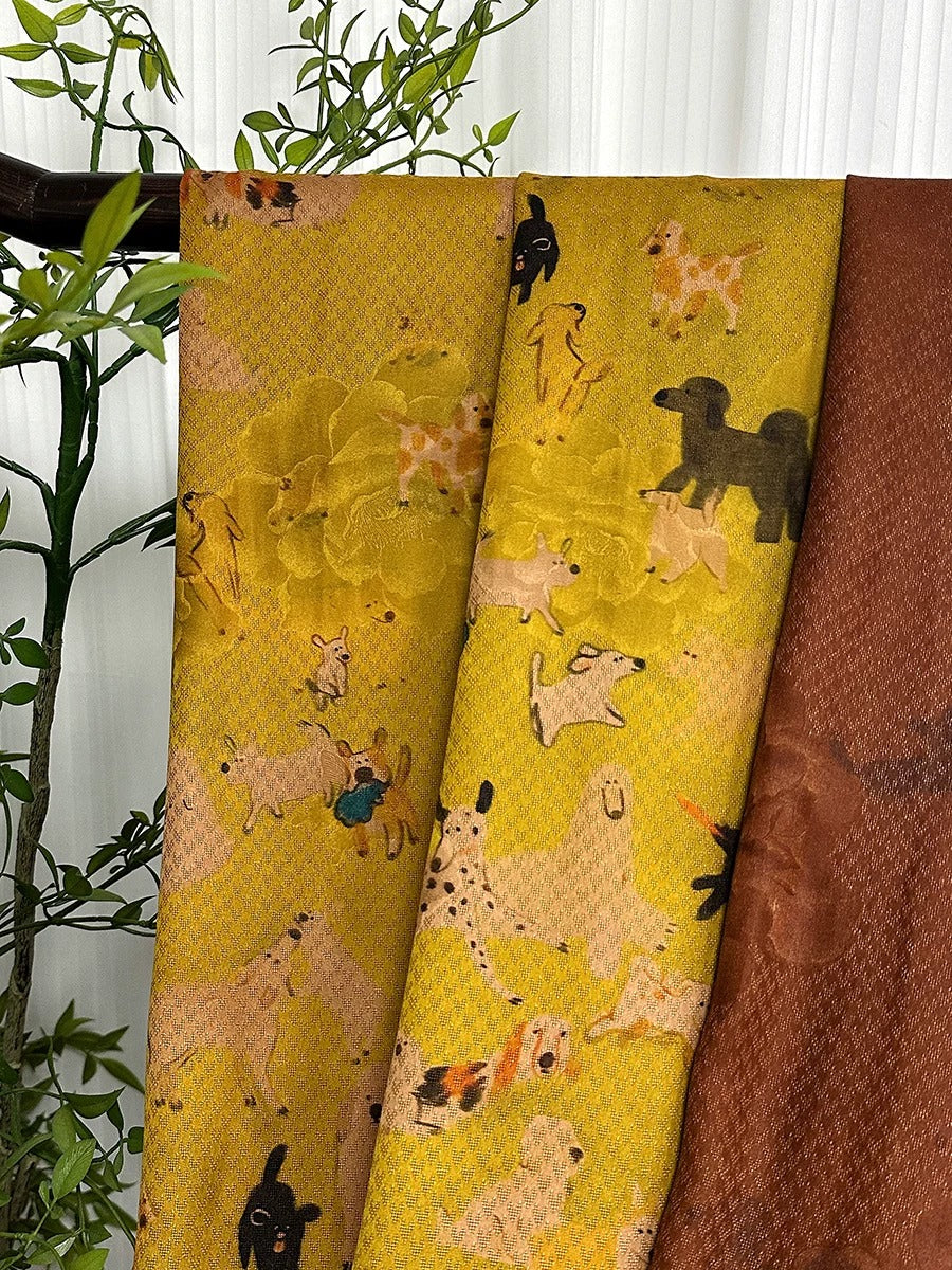 XYWWD - Plant dyed HongYunSha Silk fabric, Openwork HUALUO, 25 momme 110cm wide by the Yard
